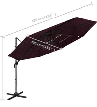 Sonnenschirm mit Aluminium-Mast 4-lagig Bordeauxrot 3x3 m