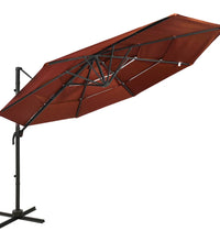 Sonnenschirm mit Aluminium-Mast 4-lagig Terrakottarot 3x3 m