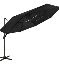 Sonnenschirm mit Aluminium-Mast 4-lagig Schwarz 3x3 m