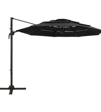 Sonnenschirm mit Aluminium-Mast 4-lagig Schwarz 3x3 m
