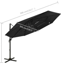 Sonnenschirm mit Aluminium-Mast 4-lagig Schwarz 3x3 m