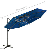 Sonnenschirm mit Aluminium-Mast 4-lagig Azurblau 3x3 m