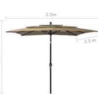 Sonnenschirm mit Aluminium-Mast 3-lagig Taupe 2,5x2,5 m