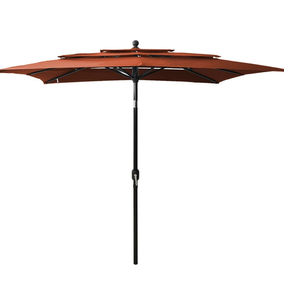 Sonnenschirm mit Aluminium-Mast 3-lagig Terrakottarot 2,5x2,5 m