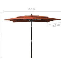Sonnenschirm mit Aluminium-Mast 3-lagig Terrakottarot 2,5x2,5 m