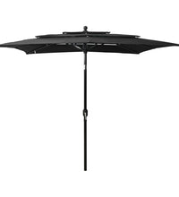 Sonnenschirm mit Aluminium-Mast 3-lagig Schwarz 2,5x2,5 m