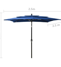 Sonnenschirm mit Aluminium-Mast 3-lagig Azurblau 2,5x2,5 m
