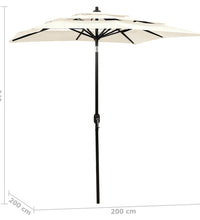 Sonnenschirm mit Aluminium-Mast 3-lagig Sandfarben 2x2 m