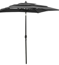Sonnenschirm mit Aluminium-Mast 3-lagig Anthrazit 2x2 m