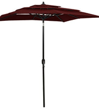 Sonnenschirm mit Aluminium-Mast 3-lagig Bordeauxrot 2x2 m