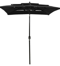 Sonnenschirm mit Aluminium-Mast 3-lagig Schwarz 2x2 m
