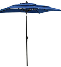 Sonnenschirm mit Aluminium-Mast 3-lagig Azurblau 2x2 m