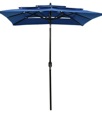 Sonnenschirm mit Aluminium-Mast 3-lagig Azurblau 2x2 m