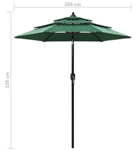 Sonnenschirm mit Aluminium-Mast 3-lagig Grün 2 m