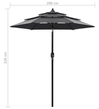 Sonnenschirm mit Aluminium-Mast 3-lagig Anthrazit 2 m