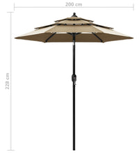 Sonnenschirm mit Aluminium-Mast 3-lagig Taupe 2 m