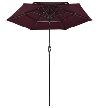 Sonnenschirm mit Aluminium-Mast 3-lagig Bordeauxrot 2 m