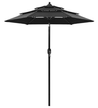 Sonnenschirm mit Aluminium-Mast 3-lagig Schwarz 2 m