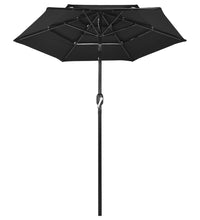 Sonnenschirm mit Aluminium-Mast 3-lagig Schwarz 2 m