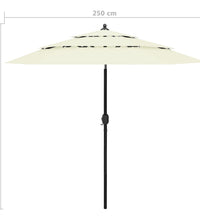 Sonnenschirm mit Aluminium-Mast 3-lagig Sandfarbe 2,5 m