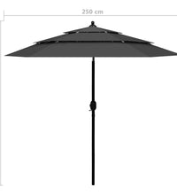 Sonnenschirm mit Aluminium-Mast 3-lagig Anthrazit 2,5 m