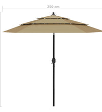 Sonnenschirm mit Aluminium-Mast 3-lagig Taupe 2,5 m