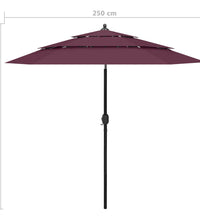 Sonnenschirm mit Aluminium-Mast 3-lagig Bordeauxrot 2,5 m