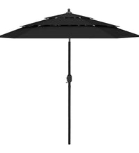 Sonnenschirm mit Aluminium-Mast 3-lagig Schwarz 2,5 m