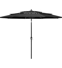 Sonnenschirm mit Aluminium-Mast 3-lagig Anthrazit 3 m