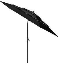 Sonnenschirm mit Aluminium-Mast 3-lagig Schwarz 3 m