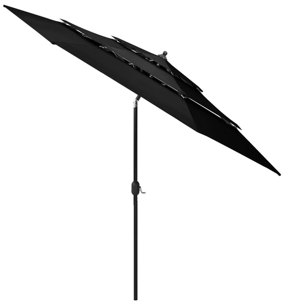Sonnenschirm mit Aluminium-Mast 3-lagig Schwarz 3 m