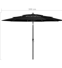 Sonnenschirm mit Aluminium-Mast 3-lagig Schwarz 3 m