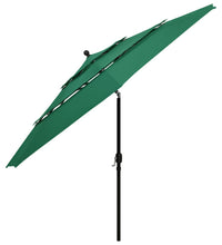 Sonnenschirm mit Aluminium-Mast 3-lagig Grün 3,5 m
