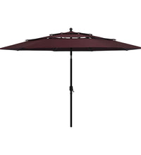 Sonnenschirm mit Aluminium-Mast 3-lagig Bordeauxrot 3,5 m
