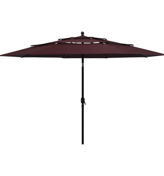 Sonnenschirm mit Aluminium-Mast 3-lagig Bordeauxrot 3,5 m