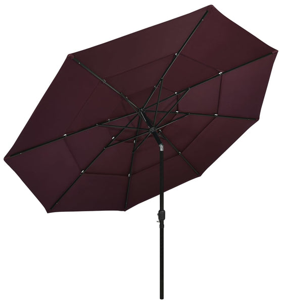 Sonnenschirm mit Aluminium-Mast 3-lagig Bordeauxrot 3,5 m