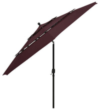 Sonnenschirm mit Aluminium-Mast 3-lagig Bordeauxrot 3,5 m