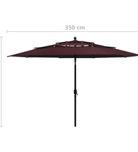 Sonnenschirm mit Aluminium-Mast 3-lagig Bordeauxrot 3,5 m