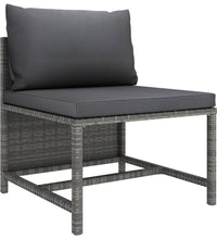 Modulares Mittelsofa mit Kissen Grau Poly Rattan