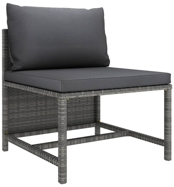 Modulares Mittelsofa mit Kissen Grau Poly Rattan
