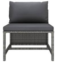 Modulares Mittelsofa mit Kissen Grau Poly Rattan