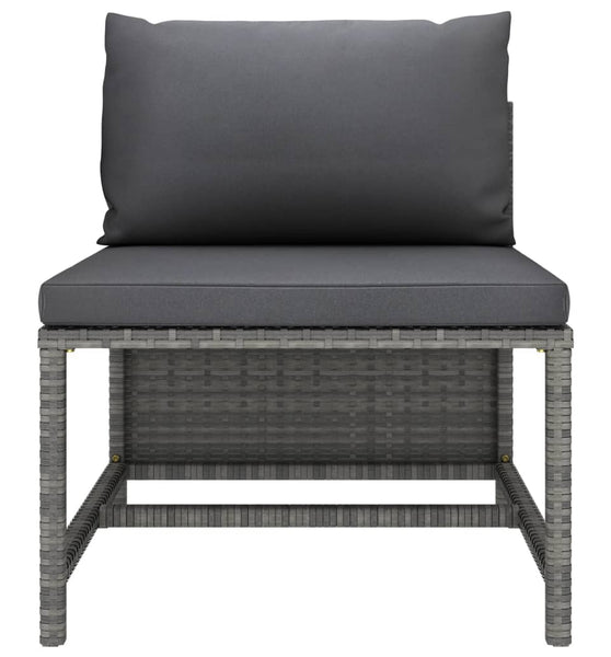 Modulares Mittelsofa mit Kissen Grau Poly Rattan