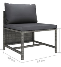 4-Sitzer-Gartensofa mit Kissen Grau Poly Rattan
