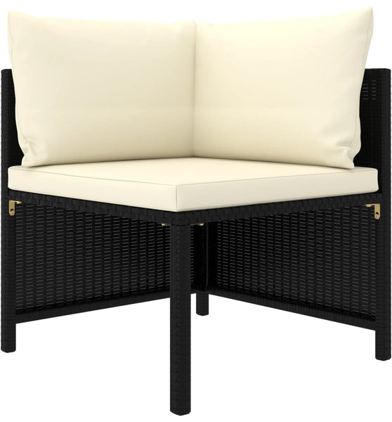 Modular-Ecksofa mit Kissen Schwarz Poly Rattan