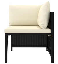 Modular-Ecksofa mit Kissen Schwarz Poly Rattan