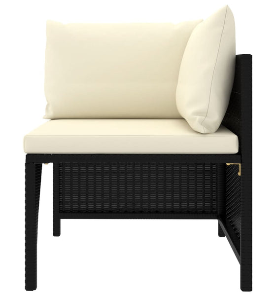 Modular-Ecksofa mit Kissen Schwarz Poly Rattan