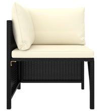 Modular-Ecksofa mit Kissen Schwarz Poly Rattan