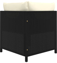 Modular-Ecksofa mit Kissen Schwarz Poly Rattan