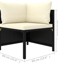 Modular-Ecksofa mit Kissen Schwarz Poly Rattan