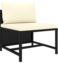 Modular-Mittelsofa mit Kissen Schwarz Poly Rattan